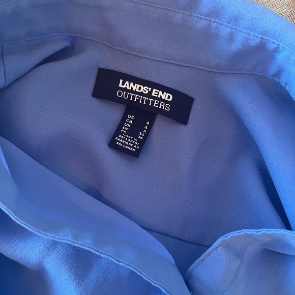 Lands’ End Outfitters women’s rolled sleeve soft blouse in true blue 4 EUC - Picture 6 of 7